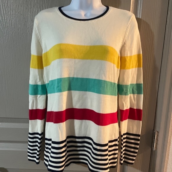 Talbots Sweaters - Talbots Pima Cotton Striped Sweater Women’s Small